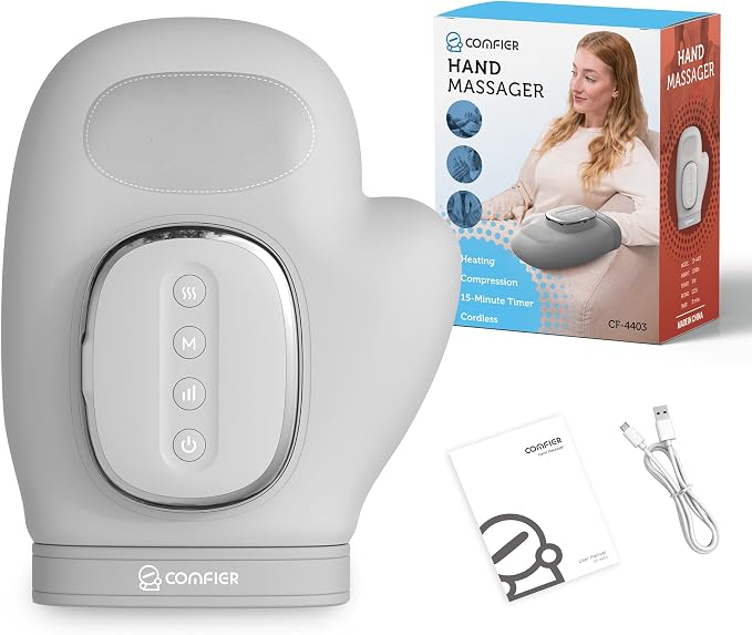 COMFIER Wireless Hand Massager with Heat and Compression,2025 Updated Larger Electric Finger Massage for Arthritis and Carpal Tunnel,Wrist