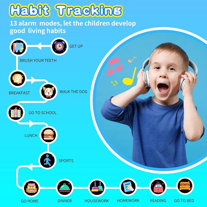 Cosjoype Upgrade Kids Smart Watch for Kids with 39 Puzzle Games HD Camera Video MP3 Player Habit Tracking Pedometer Flashlight 12/24 hr Kid Watches Gift for 4-12 Year Old Boys Toys for Kid