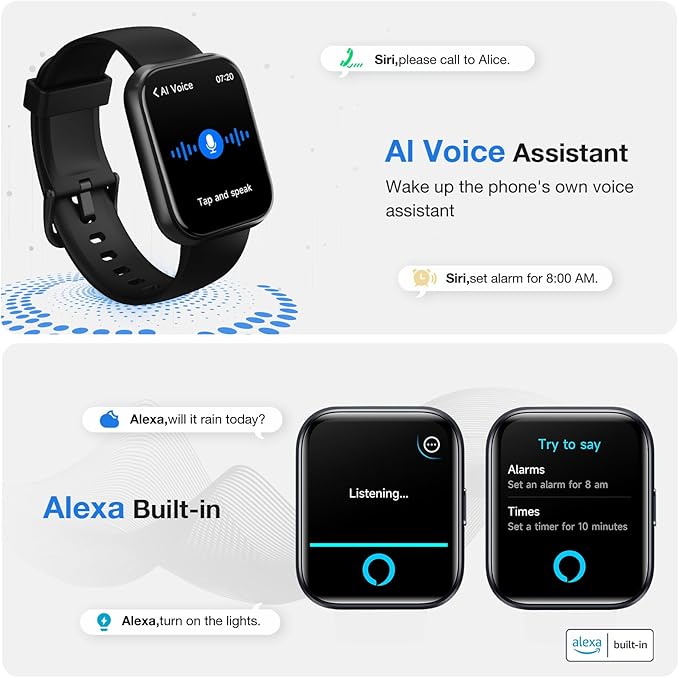 Smart Watch for Men, Mens Smart Watches for Android/iPhone/Samsung, Make/Answer Call & Alexa, Smartwatch with Heart Rate/Sleep/SpO2/Stress Monitor, 100+ Sport Modes Waterproof Fitness Tracker-Black