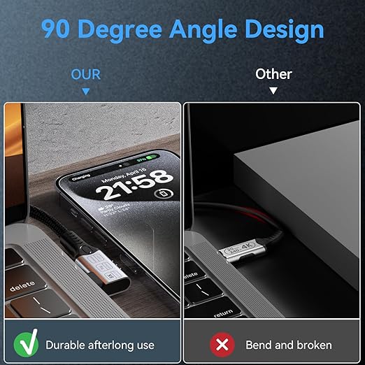 long right angle usb4 extension 6.6FT/2M for Thunderbolt 4 Extension Cable high Speed 40Gbps Data Transfer, 8k/4k@60hz video,240w Fast Charging,male to female usbc high speed 90 degree extension cable