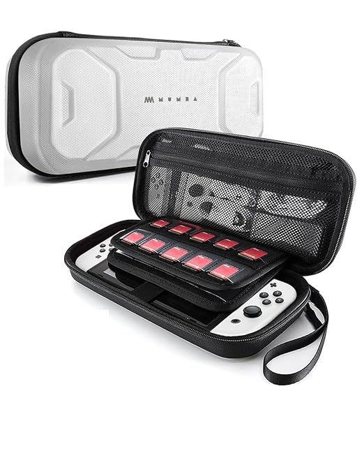 Mumba Carrying Case for Nintendo Switch OLED & Nintendo Switch 2017, [Plus Version] Portable Protective Travel Carry handbag Pouch for Blade/Battle Case [Large Capacity] (White)