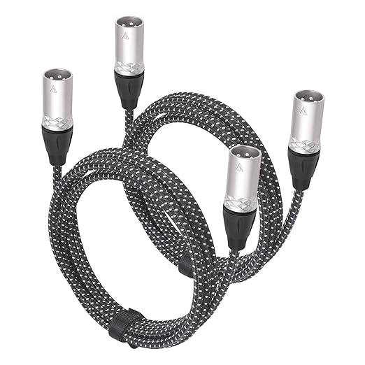 10FT 3-Pin XLR Male to Male Microphone Cord,XLR Female DMX Cable Patch Cords for Audio and Sound Equipments-2Pack