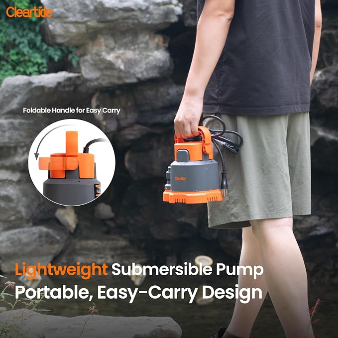 Submersible Utility Water Pump, 2400 GPH Portable Sump Pump with Copper Motor, Plug and Work for Pond, Garden Watering, Pool Transfer, Hot Tub Emptying