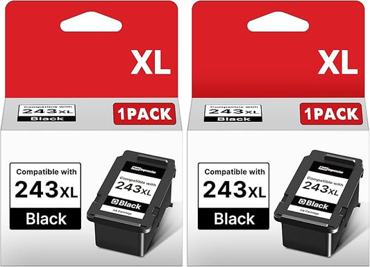 PG-243 Black Ink Cartridge 243XL (2-Pack) Replacement for Canon 243 Black Ink for Canon MG2522 Printer Ink Cartridges Pixma MG2520 MG2525 MX492 MX490 TR4500 TR4520 TR4522 TS302 TS202 TS3320 TS3322