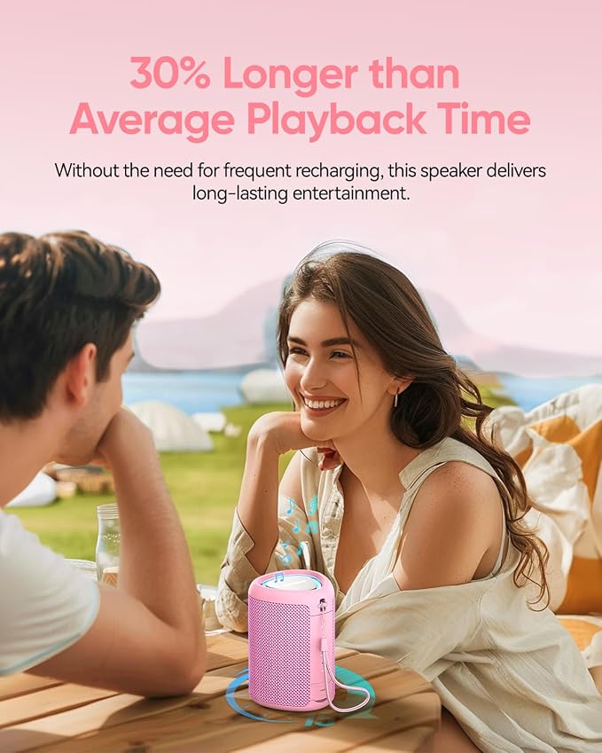 Portable Bluetooth Speaker Beach Essentials: Powerful Crystal Clear Sound/Dynamic Light/IPX5 Waterproof/All Day Playtime/Wireless BT 5.3/TWS Paring, Dad Gifts, Outdoor|Travel|Camping|Pool Accessories