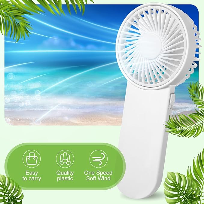 Sumind 12 Pcs Small Personal Portable Fan Mini Handheld Bulk 1 Speed Electric Cute Battery Powered for Neck Lash Makeup Women Men Travel Camping Indoor Outdoor Summer (White)