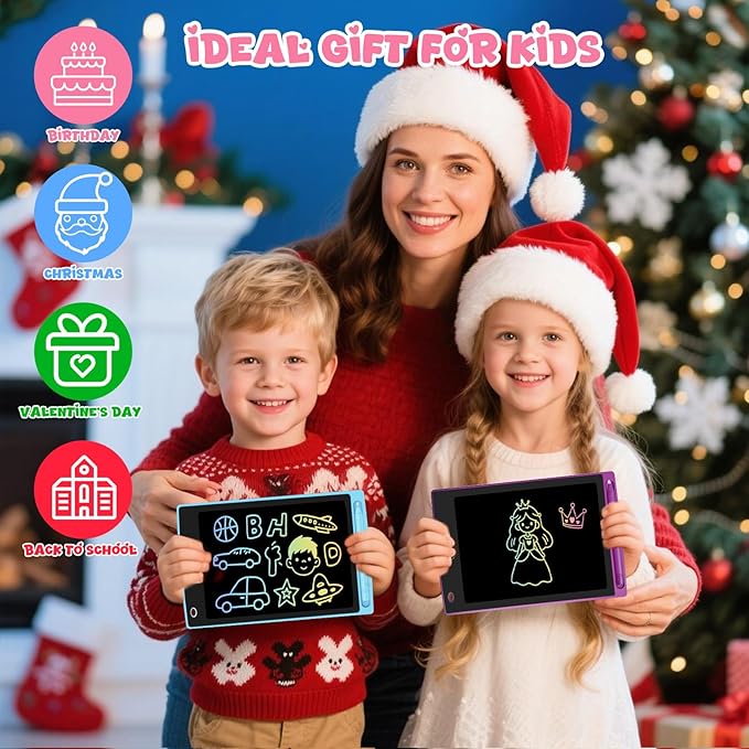 12 Pack LCD Writing Tablet for Kids, Erasable and Reusable Toddler Doodle Board in 8.5 inch, Ideal Educational Drawing Pad for Learning Toy for Ages 3-8 Gifts for Girls Boys