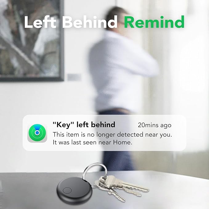 aowoka Air Tracker Tags-4 Pack: Smart Bluetooth Tracker, Item Finder Works with Apple Find My (iOS Only) App, Trakcer Tag Locator for Keys, Luggage, Satchel, weTag mini. (Not for Android Devices)