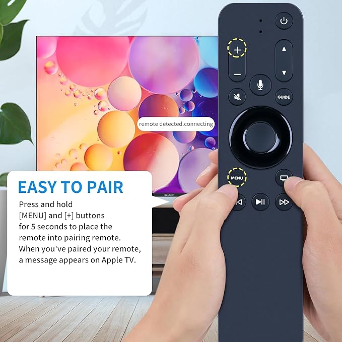 URC1110 Replacement Remote Control for Apple TV HD & 4K TV Box - Supports Siri Voice