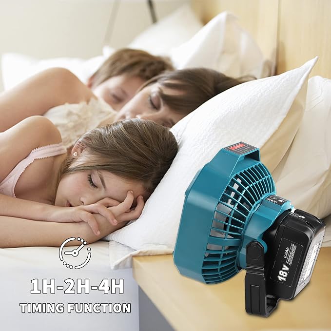 Taingwei Cordless Fan with Remote for Makita 18v Battery,Camping Fan with 3 Energy Efficient Speed Settings and Dimmable Led Light (TOOL ONLY)