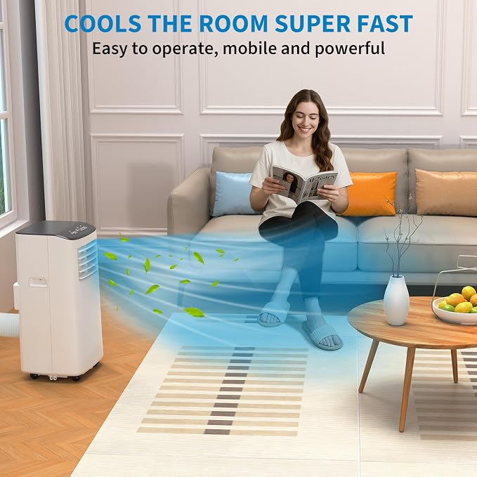 8000 BTU Portable Air Conditioner 3 in 1 Portable AC Unit Dehumidifier Fan Compact Room Air Conditioner for Bedroom Living Room Office Dorm Up to 350 Sq ft Quiet Under 55 DB Sleep Mode White