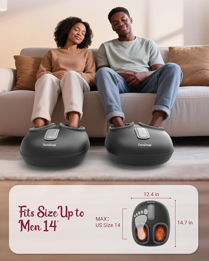 Foot Massager with Heat, Compression, Shiatsu Foot Massager Machine with Remote, Auto-Off Timers, Foot Warmer for Home Office, Up to Size 14,Black