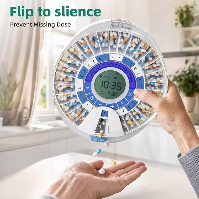 Windtrace Automatic Pill Dispenser for Elderly, Electronic Pill Organizer with Alarm & Light, 28 Day Smart Timed Medication Dispenser, Timed Pill Dispenser Machine for Prescriptions & Vitamins