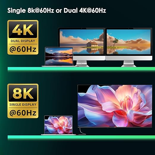 40Gbps for Thunderbolt 4 Cable 5FT, 240W Charging, 8K@60Hz, 4K@144Hz, USB C Display Cable, USB4 Cable for iPhone 17, MacBook Air, iPad, Samsung, Mac mini M4 / M4 Pro