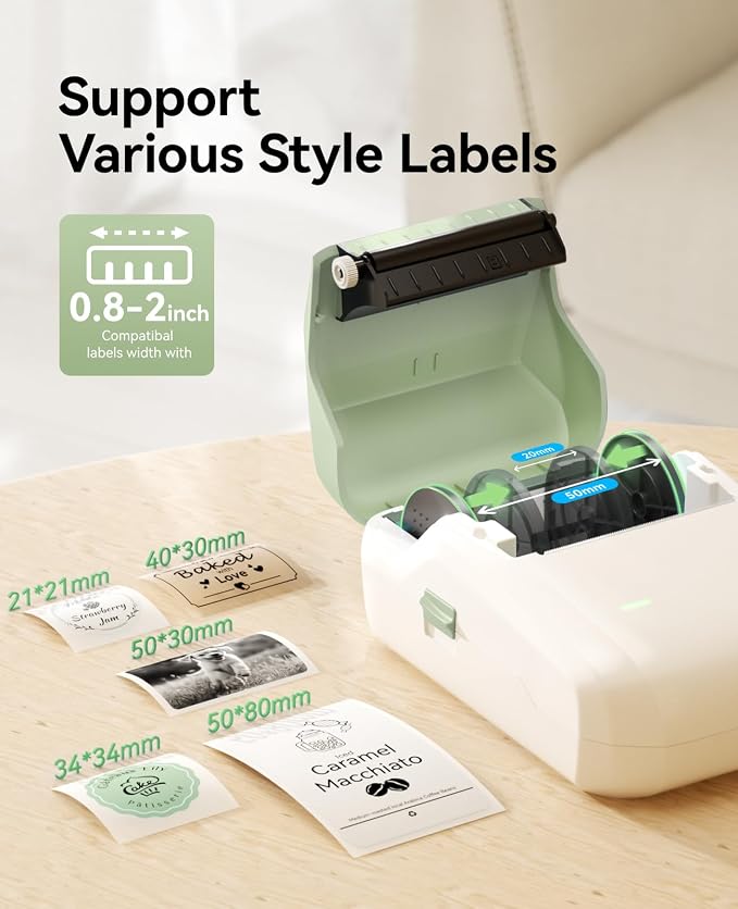 NIIMBOT B1 Label Maker Machine, Thermal Label Printer Easy to Use for Office, Home, Business, Came with 3 Roll Labels(Green)