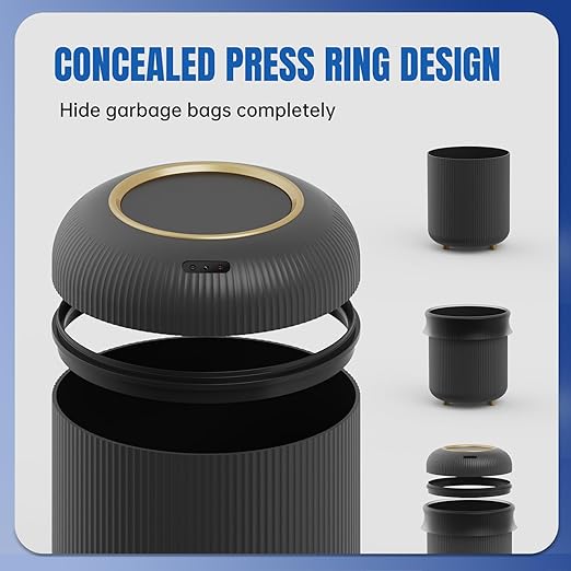 stonespace Motion Sensor Bathroom Trash Can, Small Wastebasket Touchless Trash Bin, Automatic Trash Can for Bathroom, Kitchen, Bedroom, Living Room, Office, 3 Gallon, Black
