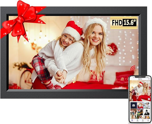 15.6 Inch Large Digital Picture Frame, 32GB WiFi Digital Photo Frame, 1920 * 1080 FHD IPS Touch Screen, Auto-Rotate, Wall-Mounted, Easy to Share Photos via Uhale APP, Gift for Family