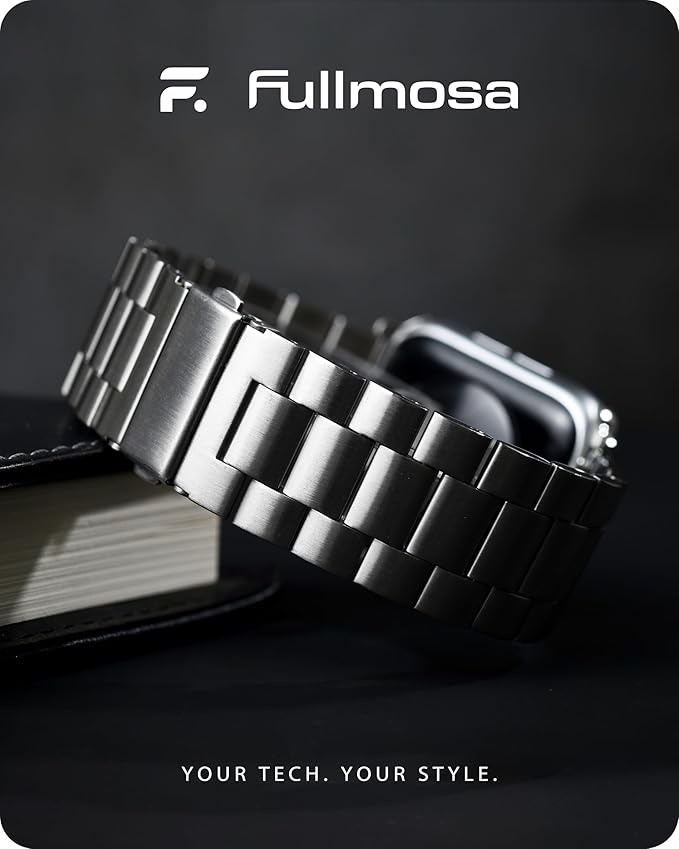 Fullmosa Metal Band Compatible with Apple Watch Bands 41mm 40mm 38mm, iWatch Band with Case for Apple Watch Series 9 8 7 6 5 4 3 2 1 SE3/2/1, Silver
