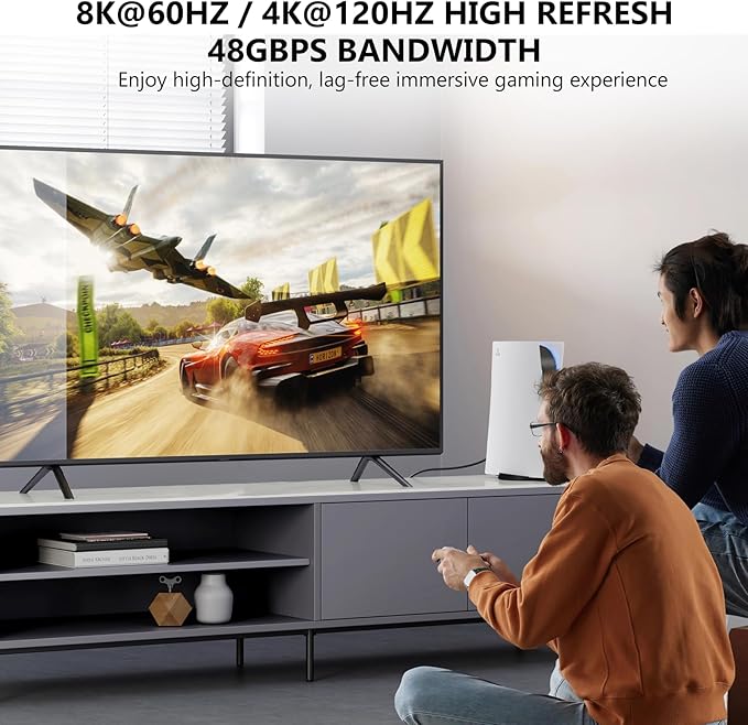 8K HDMI Splitter 1 in 4 Out,4k@120Hz 1X4 hdmi 2.1 Splitter Support 8k@60Hz,4:4:4,48 Gbps,EDID,Auto Down Scaler,8K & 4K or 1080P Sync HDCP 2.3, VRR, HDR10+ for PS5，Laptop,HDTV,Projector