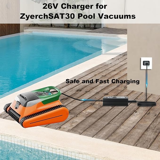 26V Adapter Charger for 21.6V Battery Pool Cleaner Compatible with Seauto Crab CR and Zyerch SAT30 Robotic Pool Vacuum Charger