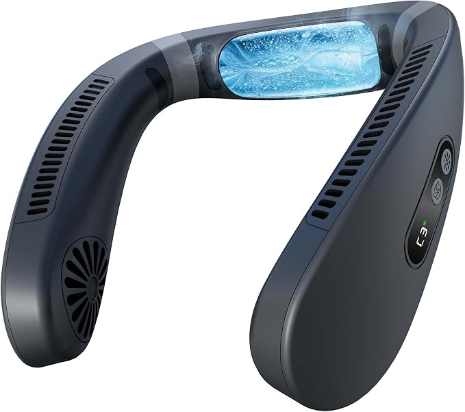 KOHA CoolMaster Ultra Neck Fan, Neck Air Conditioner, 2-in-1 Cooling Neck Fan Portable Rechargeable, Wearable Personal Fan, 5500mAh Large Battery, Ergonomic Design, Glacier Gray