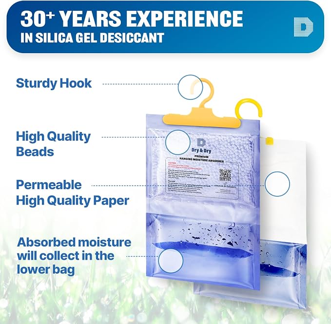 Dry & Dry 15 Packs [Net 7 Oz/Pack] Moisture Absorbers for Home, Basement & Bedroom - Small Dehumidifiers