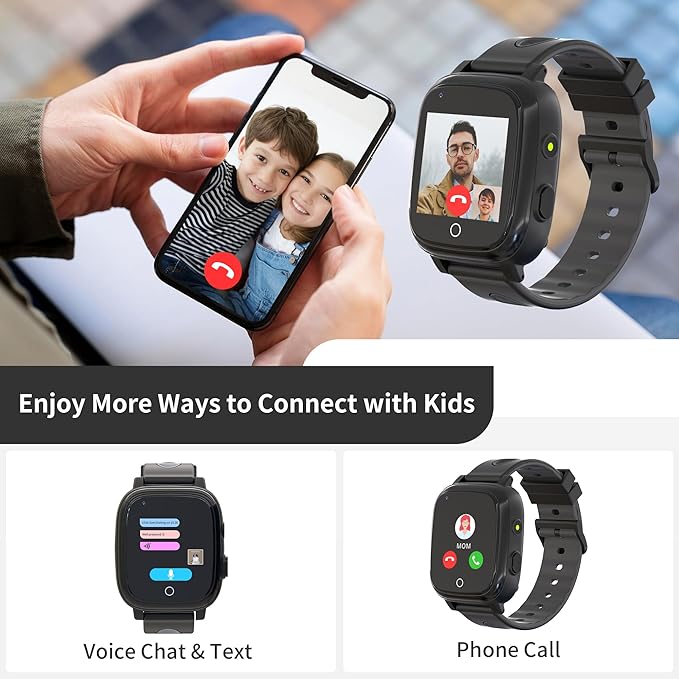 4G Kids Smart Watch Boys with GPS Tracker Phone/Video Call Alarm SOS Camera Pedometer Stopwatch Caculator Flashlight GPS Watch for Kids Age 5-12