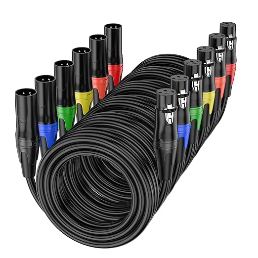 6 Pack, 25 FT XLR Male to XLR Female Cable Professional Balanced Microphone Lead Male to Female Cables, Extension Mic Cable Cord (6 Pack, 25 FT)