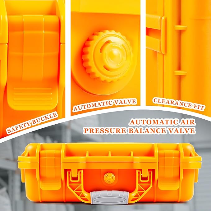 Relaxweex 1 Pcs Waterproof Hard Case with DIY Customizable Foam Insert Portable Protective Case with Knife for Camera Drones Equipments Tools Test Instruments(Orange,8.5 x 6.5 x 3.7 Inch)