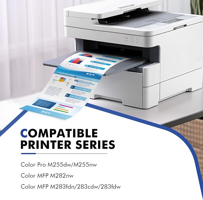 206X Toner Cartridges 4 Pack High Yield MFP M283fdw M283cdw Compatible for HP 206X 206A M255dw Color LaserJet Pro MFP M283fdw M283cdw M255dw M283 M255 Printer Ink (Black Cyan Yellow Magenta)