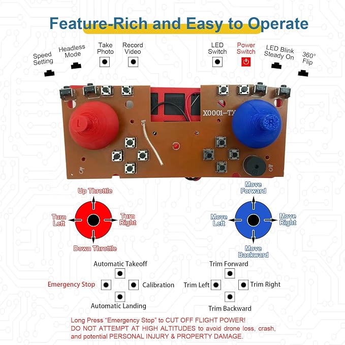 Quadrotor Drone DIY Kit: A Unique STEM Project with Brushless Motor, Optical Flow Hovering, One-Click Takeoff and Landing, and 360° Flip for DIY Enthusiasts to Learn Drone Basics
