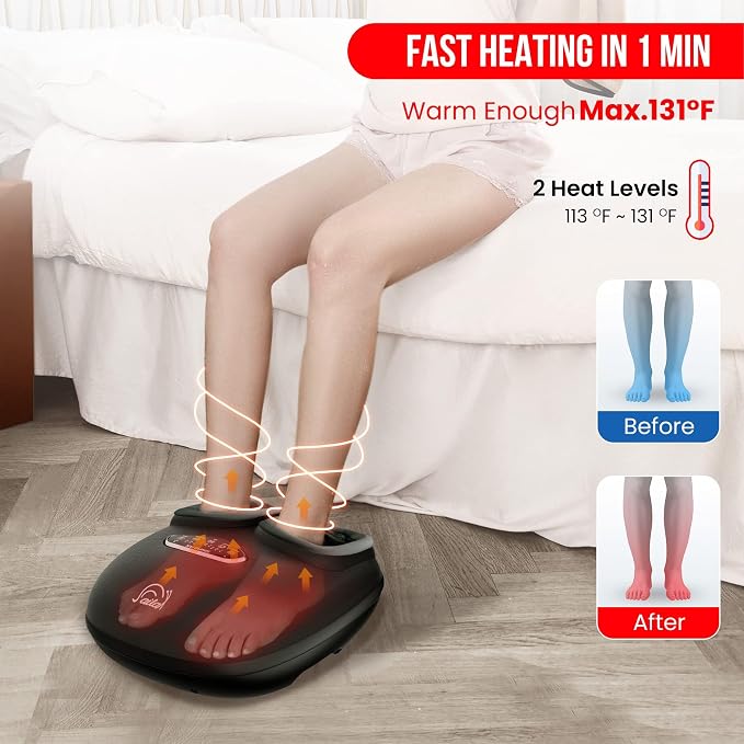 Snailax Shiatsu Foot Massager with Heat - Deep Kneading, Compression, Vibration, 2026 Feet Massager Machine for Plantar Fasciitis, Neuropathy, Foot Warmer, Size 13, Gifts Father Day for Dad, Men