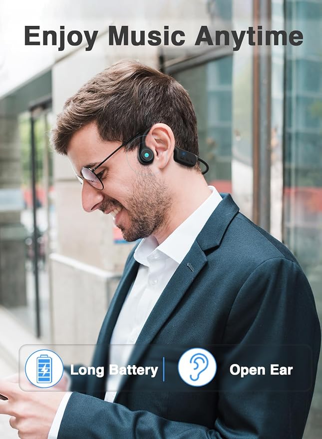 Bone Conduction Headphones for Swimming, IPX8 Waterproof Bluetooth 5.3 Open Ear Headphones with 32GB MP3 Player, 10H Battery, Built-in Mic for Running, Cycling, Workout