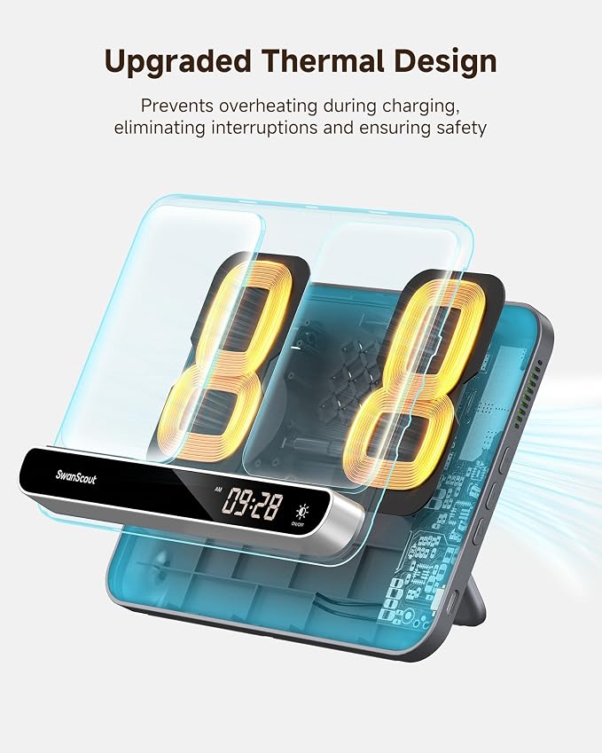 Dual Phone Charger, Wireless Charger for iPhone 17/16/15/14/13/12 Series, for Apple Watch 11/10/9/8/7/Ultra 3/SE 3, for AirPods 4/Pro 3/Pro 2, SwanScout 710A