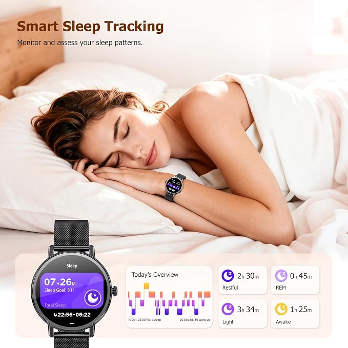 Smart Watch for Women, Answer/Make Call, 1.26" AMOLED Touchscreen Fitness Tracker with Bluetooth Calls, Heart Rate/Sleep Monitor, 120+ Sports Fitness Watch, IP68 Waterproof Smartwatch for Android iOS