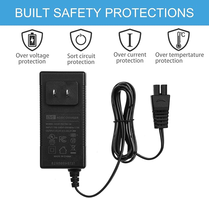 25.2V 1.5A Charger GC42-252150-1A AC Adapter for WYBOT C1 Cordless Robotic Pool Cleaner Vacuum