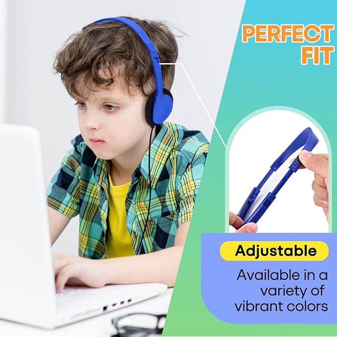Kids Headphones Bulk 12 Pack for Classroom School Students, Wholesale Multi Color Wired Class Set Headphones for Children Toddler Boys Girls Teen and Adult (HY857, 12 Mixed)
