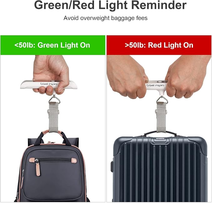 travel inspira Luggage Scale, Travel Essentials, Portable Digital Hanging Baggage Scale for Travel, Suitcase Weight Scale