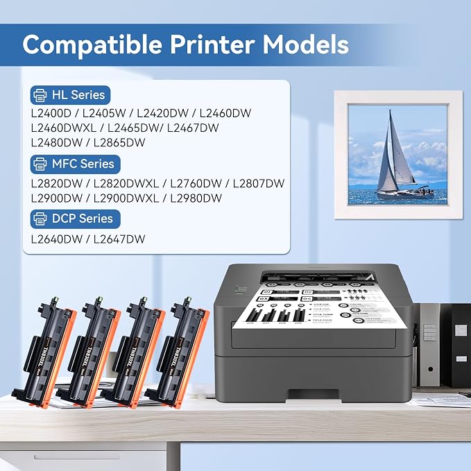 MYTONER Compatible Toner Cartridges Replacement for Brother TN830 XL/V/R TN-830 TN830XL for DCP-L2640DW HL-L2460DW HL-L2405W HL-L2400D L2465DW HL-L2480DW MFC-L2820DW XL MFC-L2820DW Printer, 4 Black