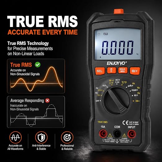 Digital Multimeter 5999 Counts TRMS, Auto-Ranging Voltage Tester with Temperature, Continuity, Capacitance, LED Flashlight, CAT III 600V