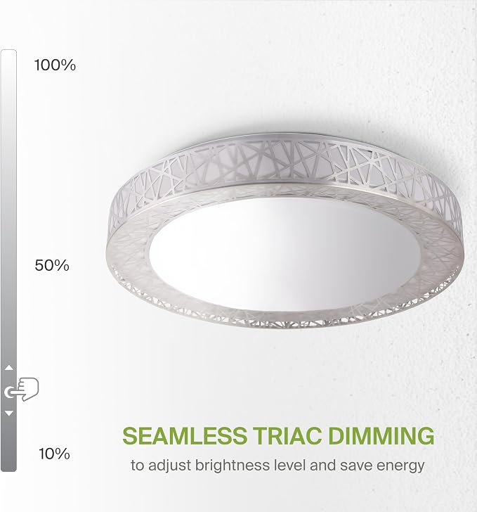 ASD 20 Inch Smart RGBW Flush Mount Ceiling Light with Remote - Brushed Nickel 42W 120V 2700-6500K Dimmable Ceiling Light Fixture, WiFi App Control RGB Lights, Alexa & Google Assistant - ETL