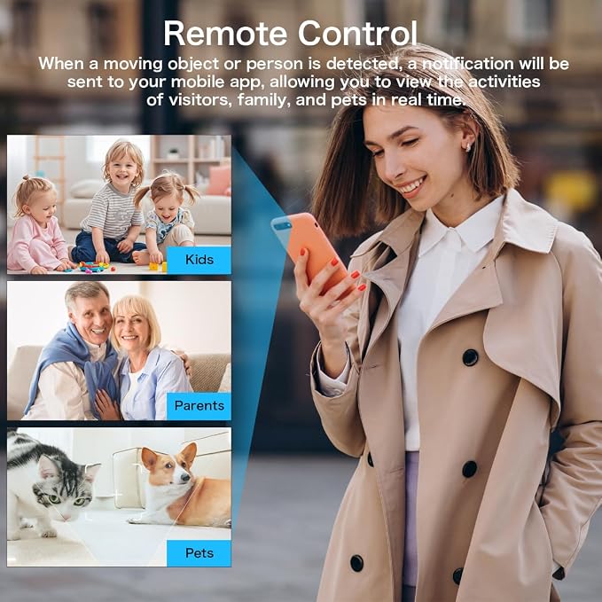 Security Camera Wireless Charging — 1080P HD Surveillance, 250° Wide-Angle Lens, Motion Detection Support; Ideal for Home Security and Baby/Pet Monitoring (Supports Dual-Band 2.4/5GHz)