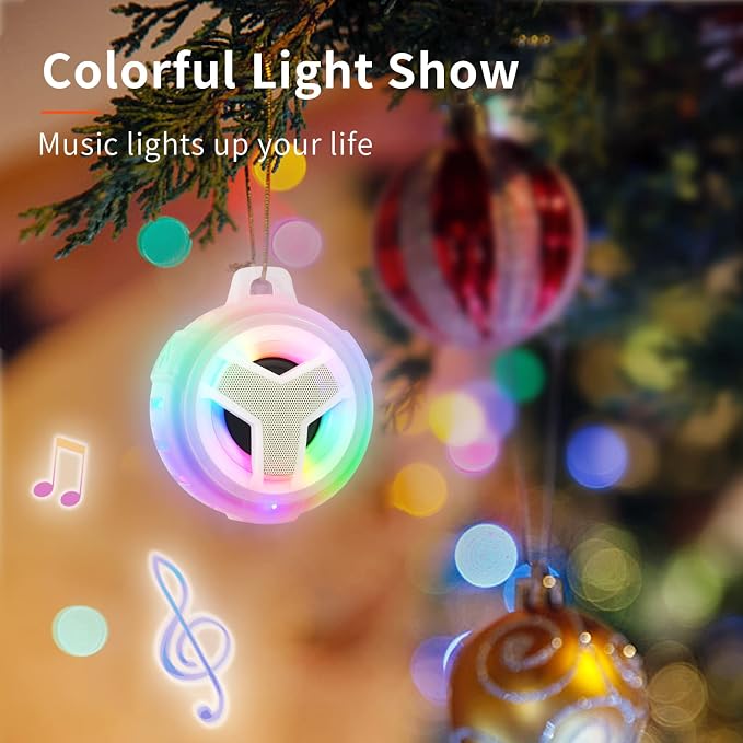 EBODA Bluetooth Shower Speaker, Portable Bluetooth Speakers, IP67 Waterproof Wireless Speaker with LED Light, 2000mAh, True Wireless Stereo, for Men and Women, Unique Music Gifts
