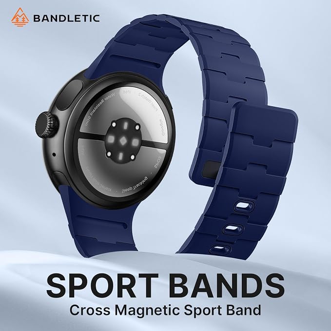 Bandletic Magnetic Silicone Bands Compatible with Google Pixel Watch 4/3/2/1 41mm for Women and Men, Rugged Soft Sport Strap Replacement Wristband
