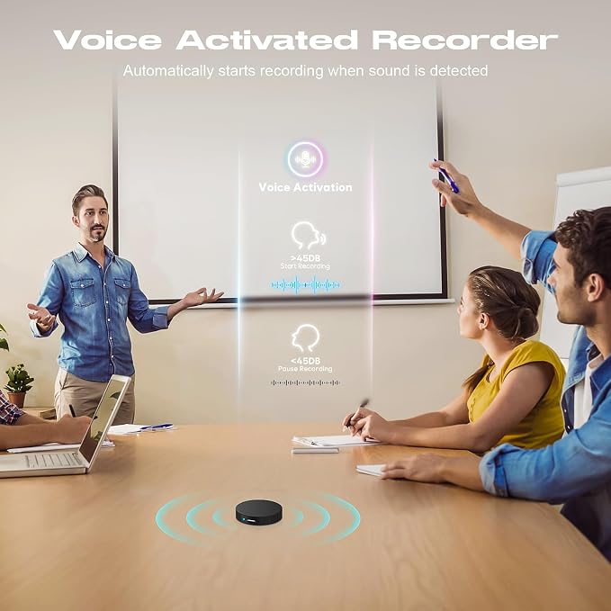 136GB (18800 Hour) Magnetic Voice Activated Recorder Device - Lymorvex Voice Recorder AI-Intelligent Noise Reduction, Portable Audio Recorder for Lectures/Meetings/Interviews