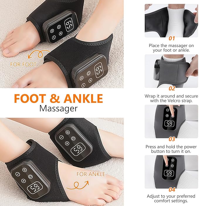 Foot Advanced Renew Triple Method Massager for Neuropathy and Plantar Fasciitis, Cordless Foot Massager with Heat and Vibration, Portable for Home Travel Use（Gray 2pcs）