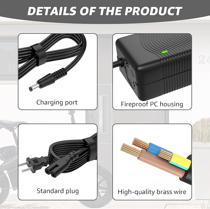 54.6V 2A Charger for 48V Lithium Battery Compatible with Battery Charger,Equipped with 4 Output Heads ﻿