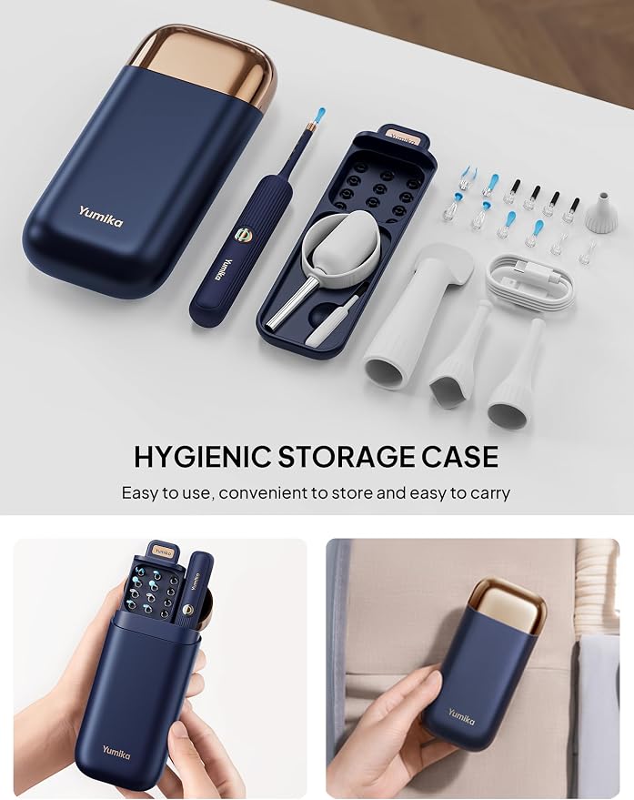 Ear Wax Removal Tool Camera, Visible Ear Cleaner Earwax Remover Kit with Tweezers, Flexible Ear Scope Otoscope with Light, Portable Cleaning Kit Earpick for Adults & Kids