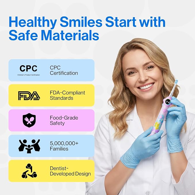usmile Q30 Kids Sonic Electric Toothbrush, Voice-Guided Full-Mouth Coaching, Missed Spot Alerts & Smart App Reports, Extra-Soft Brush Heads, USB-C Rechargeable, IPX8 Waterproof (Ages 3–12, Purple)