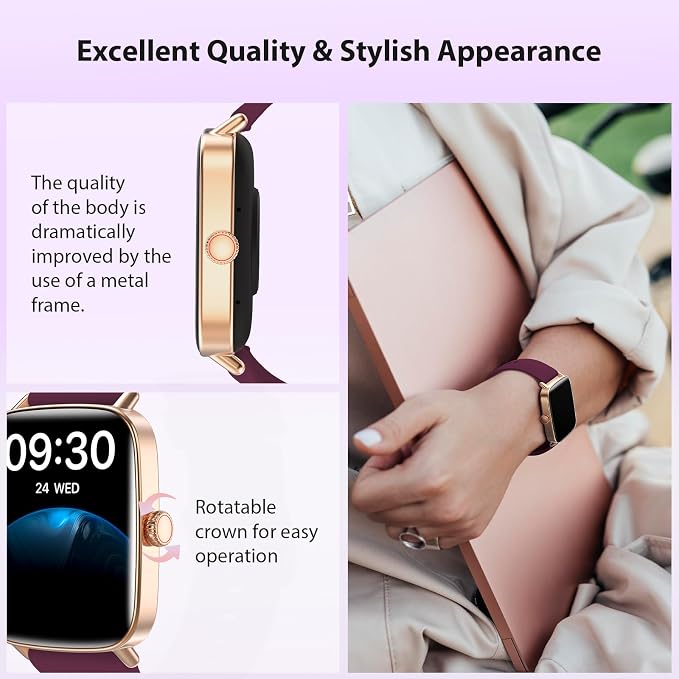 Smart Watch for Women Men, 1.85" HD AMOLED Fitness Tracker (Answer/Call) with 24/7 Heart Rate/Sleep/SpO2 Monitor for iPhone & Android, 120+ Sports Modes Smartwatch with IP68 Waterproof, 2 Bands